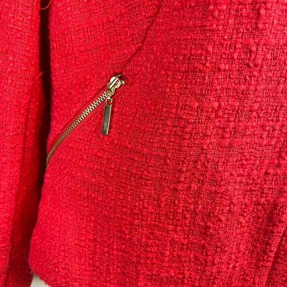 Alfani Womens Zip Front Jacket Size 12 Poppy Red Career Blazer Weekend Travel - Picture 4 of 9